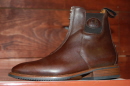 Deniro Attilio Short Boot Front Zip/Elastic Sides/Grain leather&Lining Moka Brown